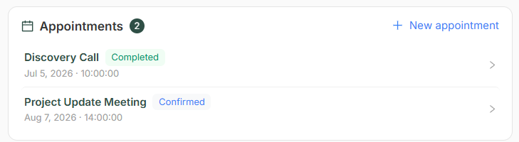 A completed discovery call and a scheduled project update